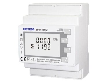Modulinis trifazis multifunkcinis elektros energijos skaitiklis | per srovės transformatorius 1/5 A | 3×230/400 V | dvikryptis | RS485 Modbus | DIN | Eastron SDM630MCT Modulinis trifazis multifunkcinis elektros energijos skaitiklis | per srovės transformatorius 1/5 A | 3×230/400 V | dvikryptis | RS485 Modbus | DIN | Eastron SDM630MCT