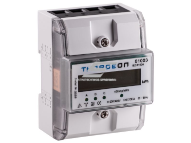 Modulinis trifazis elektros energijos skaitiklis | 5(100) A | 3×230/400 V | 1 tarifas | impulsinis išėjimas | IP20 | DIN | THORGEON 01003 Modulinis trifazis elektros energijos skaitiklis | 5(100) A | 3×230/400 V | 1 tarifas | impulsinis išėjimas | IP20 | DIN | THORGEON 01003