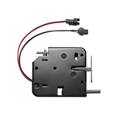 Electromechanical latch | lock | for parcel lockers | 24VDC | 1A | 73x66x13mm | unlocked when power is applied | steel | black Electromechanical latch | lock | for parcel lockers | 24VDC | 1A | 73x66x13mm | unlocked when power is applied | steel | black