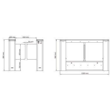 Electronic access control turnstile | bidirectional | with doors/gates | right side | for people flow management | IP54 | Hikvision DS-K3B501SX-R/M/DP Electronic access control turnstile | bidirectional | with doors/gates | right side | for people flow management | IP54 | Hikvision DS-K3B501SX-R/M/DP