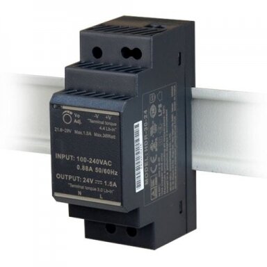 Impulsu barošanas bloks | 85-264VAC/24VDC | 36W | 1,5A | DIN sliede | IP20 | Sentera Controls | DHDR8-24-36