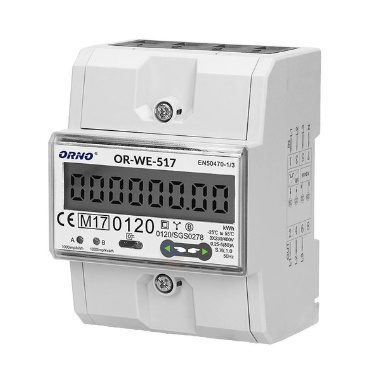 Modulārs trīsfāžu elektroenerģijas skaitītājs | 80 A | 3×230/400 V | 4 tarifi | RS485 Modbus | MID | DIN | Orno OR-WE-517 Modulārs trīsfāžu elektroenerģijas skaitītājs | 80 A | 3×230/400 V | 4 tarifi | RS485 Modbus | MID | DIN | Orno OR-WE-517
