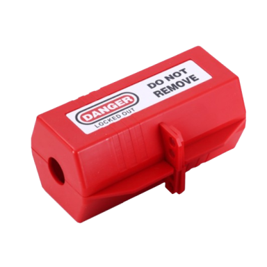 Electrical plug lockout box | LOTO safety device | universal | with padlock fixing | 83x83x178mm | red Electrical plug lockout box | LOTO safety device | universal | with padlock fixing | 83x83x178mm | red
