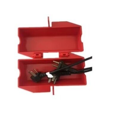 Electrical plug lockout box | LOTO safety device | universal | with padlock fixing | 83x83x178mm | red Electrical plug lockout box | LOTO safety device | universal | with padlock fixing | 83x83x178mm | red