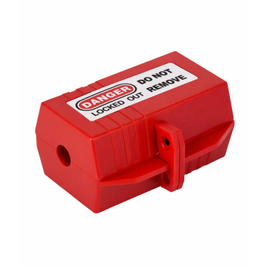 Electrical plug lockout box | LOTO safety device | universal | with padlock fastening | 93x119x65mm | red Electrical plug lockout box | LOTO safety device | universal | with padlock fastening | 93x119x65mm | red