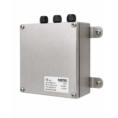 Stainless Steel Electrical Distribution Enclosure | Hermetic Junction Box Housing | 145x145x55mm | 2.5mm² | IP65 | BARTEC Stainless Steel Electrical Distribution Enclosure | Hermetic Junction Box Housing | 145x145x55mm | 2.5mm² | IP65 | BARTEC