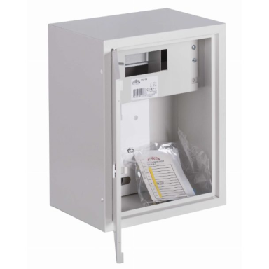 Vienfāzes | ievada elektro sadales skapis | kaste | sadales skapis | ar sadales sekciju | 6 moduļi | 395 x 310 x 220 mm | 1x vienfāzes skaitītājam | ar plombēšanas iespēju | virsapmetuma | tērauda | IP31