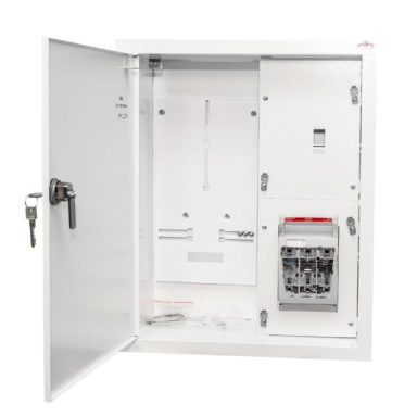 Vienfāzes / trīsfāžu ievada elektro sadales skapis | kaste | sadalnis | ar sadales daļu | 3 moduļi | ar slēdzeni | 580 x 490 x 220 mm | 1 x 1 fāzes / 3 fāžu skaitītājam | ar plombēšanas iespēju | virsapmetuma | tērauda | IP31