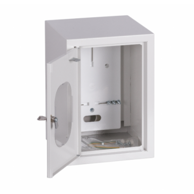 Vienfāzes | ievada elektro sadales skapis | korpuss | kaste | ar sadales daļu | ar slēdzeni un stiklu | 310 x 220 x 220 mm | 1 x 1 fāzes skaitītājam | ar plombēšanas iespēju | virsapmetuma | tērauda | IP31