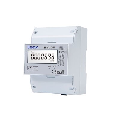 Modulārs trīsfāžu elektroenerģijas skaitītājs | 100 A | 3×230/400 V | divvirzienu | RS485 Modbus | MID | DIN | Eastron SDM72D-M-MID