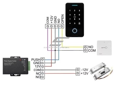 Elektromagnetinė durų spyna | sklendė | 12VDC | NO | jėga 800kg | su 0/3/6s uždelsimu | atrakinama dingus maitinimui 4