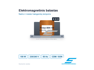 Elektromagnetinis balastas natrio ir metalo halogenidų lempoms | 150W | 230/240V | 50Hz | Philips BSN 150 K407-ITS BC2-134 | 913700277426