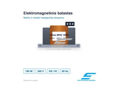 Elektromagnetinis balastas natrio ir metalo halogenidų lempoms | 150W | 240V | 50Hz | Hellas MHS 150W NAHJ | 2777000026689 Elektromagnetinis balastas natrio ir metalo halogenidų lempoms | 150W | 240V | 50Hz | Hellas MHS 150W NAHJ | 2777000026689