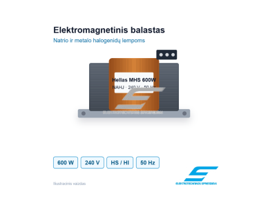 Elektromagnetinis balastas natrio ir metalo halogenidų lempoms | 600W | 240V | 50Hz | Hellas MHS 600W NAHJ | 2777000026894 Elektromagnetinis balastas natrio ir metalo halogenidų lempoms | 600W | 240V | 50Hz | Hellas MHS 600W NAHJ | 2777000026894
