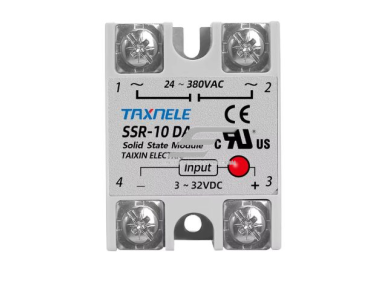 Elektroninė kietojo kūno rėlė | DC–AC | 3–32 V DC → 24–380 V AC | 10 A | tylus valdymas be kontaktų | hermetiškas korpusas | TAXNELE SSR-10DA Elektroninė kietojo kūno rėlė | DC–AC | 3–32 V DC → 24–380 V AC | 10 A | tylus valdymas be kontaktų | hermetiškas korpusas | TAXNELE SSR-10DA