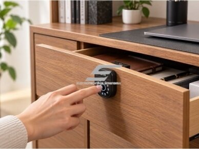 Elektroninė spyna su RFID skaitytuvo | piršto antspaudo | PIN kodo | bluetooth BLE 4.0 atrakinimu | spintelei | stalčiui | 63x58x20mm | juoda 5