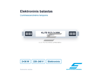 Elektroninis balastas liuminescencinėms lempoms | 2×36 W | 220–240 V | KLiTE ECO 2x36W | 0422040000008 Elektroninis balastas liuminescencinėms lempoms | 2×36 W | 220–240 V | KLiTE ECO 2x36W | 0422040000008