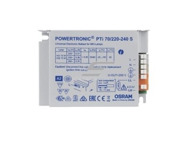 Elektroninis balastas | metalo halogeno lempoms | PTi 70/220–240 S | POWERTRONIC | OSRAM 1 Elektroninis balastas | metalo halogeno lempoms | PTi 70/220–240 S | POWERTRONIC | OSRAM 1