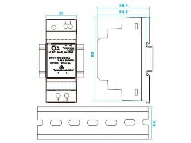 Impulsinis maitinimo šaltinis | 85-264VAC/24VDC | 36W | 1,5A | DIN bėgelis | IP20 | Sentera Controls | DHDR8-24-36 1