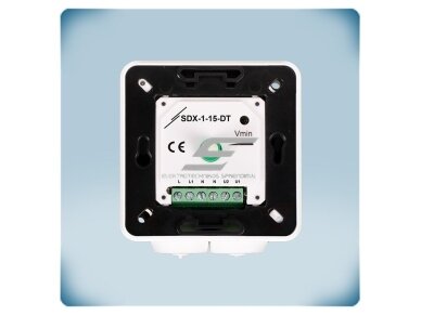 Elektroninis ventiliatoriaus greičio reguliatorius nuo maks. iki min. | 1,5A | 230VAC | virštinkinis/potinkinis | IP54/IP44 | Sentera Controls | SDX-1-15-DT 5