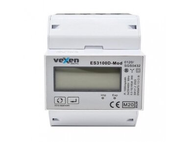 Modulinis trifazis elektros energijos skaitiklis | 100 A | 3×230/400 V | 1 tarifas | S0 impulsinis išėjimas | MID | DIN | VEXEN ESM3100D Modulinis trifazis elektros energijos skaitiklis | 100 A | 3×230/400 V | 1 tarifas | S0 impulsinis išėjimas | MID | DIN | VEXEN ESM3100D