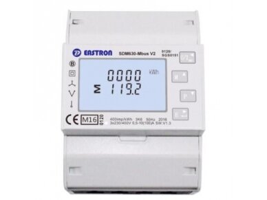 Modulinis trifazis multifunkcinis elektros energijos skaitiklis | 100 A | 3×230/400 V | dvikryptis | RS485 Modbus | DIN | Eastron SDM630-Modbus V2