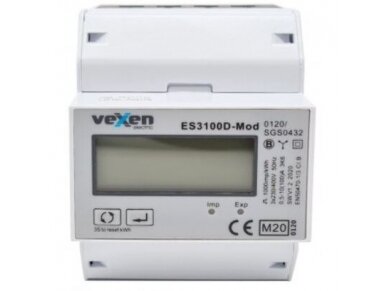 Modulinis trifazis elektros energijos skaitiklis | 100 A | 3×230/400 V | 1 tarifas | Importas / eksportas | RS485 Modbus | MID | DIN | VEXEN ESM3100DM Modulinis trifazis elektros energijos skaitiklis | 100 A | 3×230/400 V | 1 tarifas | Importas / eksportas | RS485 Modbus | MID | DIN | VEXEN ESM3100DM