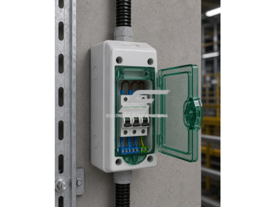Elektros paskirstymo | modulinis skydelis | dėžė | skydas | 3 modulių | 80x150x98mm | skaidrios durelės | hermetinis | virštinkinis | plastikinis | IP65 | Schneider Electric | Kaedra | 13975 2