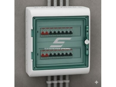 Elektros paskirstymo | modulinis skydelis | dėžė | skydas | 36 modulių | 460x448x160mm | skaidrios durelės | hermetinis | virštinkinis | plastikinis | IP65 | Schneider Electric | Kaedra | 13984 4
