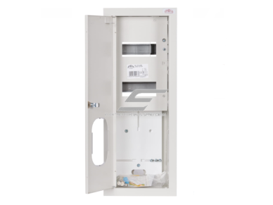 Elektros paskirstymo skydelis | dėžė | 12 modulių | su spyna ir stiklu | 180x540x120mm | 1F elektros skaitikliams | potinkinis | plieninis | IP31 1 Elektros paskirstymo skydelis | dėžė | 12 modulių | su spyna ir stiklu | 180x540x120mm | 1F elektros skaitikliams | potinkinis | plieninis | IP31 1