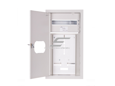 Elektros paskirstymo skydelis | dėžė | 12 modulių | su spyna ir stiklu | 270x540x120mm | 1F ir 3F elektros skaitikliams | potinkinis | plieninis | IP31 1