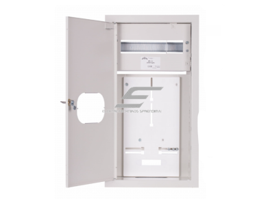 Trifazis | įvadinis elektros skydelis | dėžė | skydas | su paskirstymu | 12 modulių | su spyna ir stiklu | 580x310x220mm | 1x3F skaitikliui | su plombavimo galimybe | virštinkinis | plieninis | IP31 1 Trifazis | įvadinis elektros skydelis | dėžė | skydas | su paskirstymu | 12 modulių | su spyna ir stiklu | 580x310x220mm | 1x3F skaitikliui | su plombavimo galimybe | virštinkinis | plieninis | IP31 1