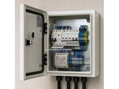 Elektros paskirstymo skydelis | dėžė | skydas | su montavimo plokšte | 200x200x150mm | hermetinis | virštinkinis | plieninis | IP65 4 Elektros paskirstymo skydelis | dėžė | skydas | su montavimo plokšte | 200x200x150mm | hermetinis | virštinkinis | plieninis | IP65 4