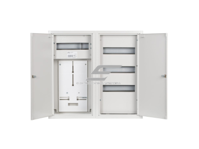 Trifazis | įvadinis elektros skydelis | dėžė | skydas | su paskirstymu | 48 modulių | dvigubos durys su spyna | 580x620x220mm | 1x3F skaitikliui | su plombavimo galimybe | virštinkinis | plieninis | IP31 1
