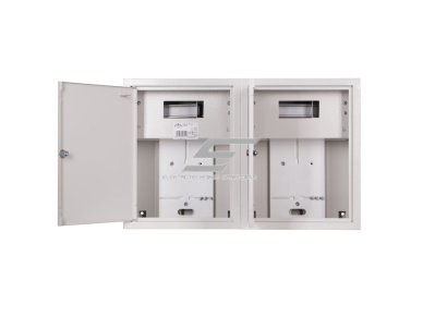 Trifazis | įvadinis elektros skydelis | dėžė | skydas | su paskirstymu | 24 modulių | dvigubos durys su spyna | 580x620x220mm | 2x3F skaitikliui | su plombavimo galimybe | virštinkinis | plieninis | IP31 1