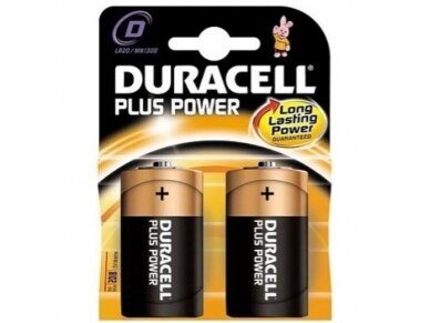 Elementai | baterijos | MN1300 | D | LR20 | 2 vnt. | Duracell | Plus Power | 5000394019171