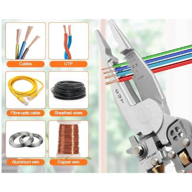 Wielofunkcyjne izolowane szczypce dla elektryka | nożyczki | ściągacz izolacji z przewodów | do prac instalacyjnych | 0.8–4 mm | 210 mm | 9-w-1 1