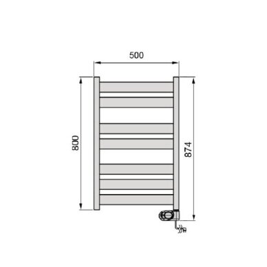 Electric towel warmer | heated towel rail | with timer | programmable | 300W | 230V | IP44 | 500x800mm | white | ADAX Wave 50-80-300 WHITE 3