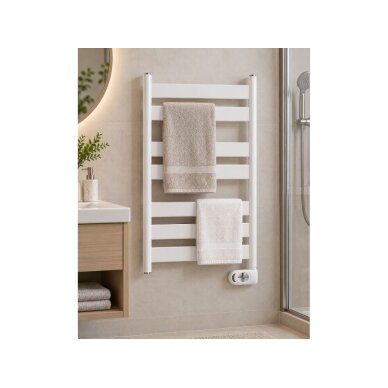 Electric towel warmer | heated towel rail | with timer | programmable | 300W | 230V | IP44 | 500x800mm | white | ADAX Wave 50-80-300 WHITE 4