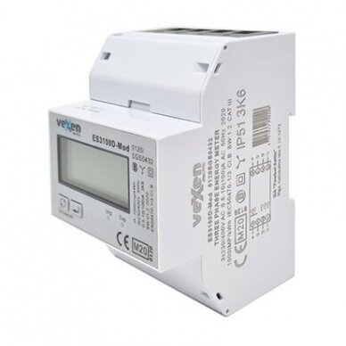 Modulārs trīsfāžu elektroenerģijas skaitītājs | 100 A | 3×230/400 V | 1 tarifs | S0 impulsu izeja | MID | DIN | VEXEN ESM3100D 1 Modulārs trīsfāžu elektroenerģijas skaitītājs | 100 A | 3×230/400 V | 1 tarifs | S0 impulsu izeja | MID | DIN | VEXEN ESM3100D 1