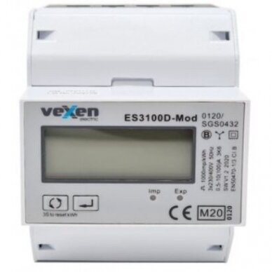 Modulārs trīsfāžu elektroenerģijas skaitītājs | 100 A | 3×230/400 V | 1 tarifs | Imports / eksports | RS485 Modbus | MID | DIN | VEXEN ESM3100DM Modulārs trīsfāžu elektroenerģijas skaitītājs | 100 A | 3×230/400 V | 1 tarifs | Imports / eksports | RS485 Modbus | MID | DIN | VEXEN ESM3100DM