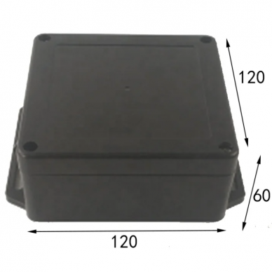 Electrical installation distribution box | with side lugs | hermetic | 120x120x60mm | surface-mounted | plastic | black | IP65 2 Electrical installation distribution box | with side lugs | hermetic | 120x120x60mm | surface-mounted | plastic | black | IP65 2