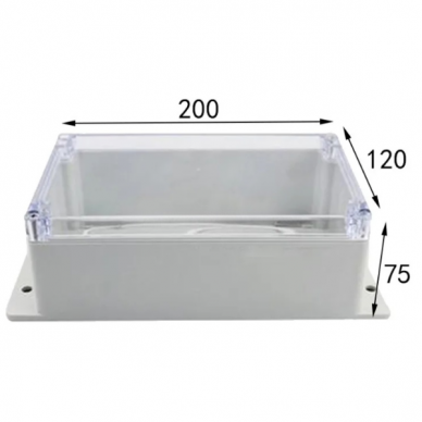 Electrical installation distribution box | with side lugs | hermetic | 200x120x75mm | surface-mounted | plastic | transparent cover | IP65 2 Electrical installation distribution box | with side lugs | hermetic | 200x120x75mm | surface-mounted | plastic | transparent cover | IP65 2