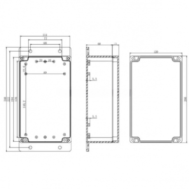 Electrical installation distribution box | with side lugs | hermetic | 200x120x75mm | surface-mounted | plastic | transparent cover | IP65 3 Electrical installation distribution box | with side lugs | hermetic | 200x120x75mm | surface-mounted | plastic | transparent cover | IP65 3