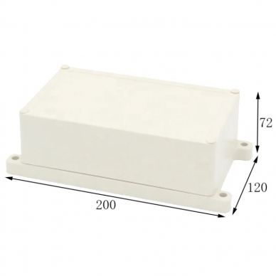 Rozdzielnica elektryczna | z uszami po bokach | hermetyczna | 200x120x72mm | montaż powierzchniowy | plastikowy | szary | IP65 2