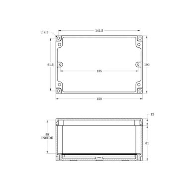 Elektripaigaldise harukarp montaažiplaadiga | plastist | hermeetiline | 150x100x70mm | pinnapealne | hall | IP67 3 Elektripaigaldise harukarp montaažiplaadiga | plastist | hermeetiline | 150x100x70mm | pinnapealne | hall | IP67 3