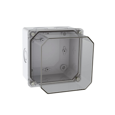 Elektroinstalācijas termoplastiskā sadales kārba | hermētiska | 113x113x120mm | virsmas montāža | bez halogēna | caurspīdīgs vāks | IP67 | TEM Elektroinstalācijas termoplastiskā sadales kārba | hermētiska | 113x113x120mm | virsmas montāža | bez halogēna | caurspīdīgs vāks | IP67 | TEM