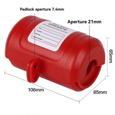Electrical plug lockout box | LOTO safety device | universal | with padlock fastening | 106x85x65 mm | red 1