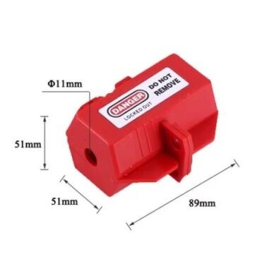 Electrical plug lockout box | LOTO safety device | universal | with padlock fixing | 51x51x89mm | red 3 Electrical plug lockout box | LOTO safety device | universal | with padlock fixing | 51x51x89mm | red 3