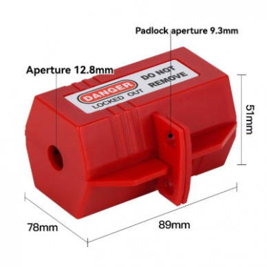 Electrical plug lockout box | LOTO safety device | universal | with padlock fixing | 78x89x51 mm | red 1 Electrical plug lockout box | LOTO safety device | universal | with padlock fixing | 78x89x51 mm | red 1